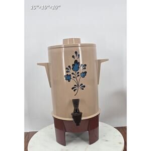Vintage West Bend Electric Coffee Percolator | 20-30 Cup Floral Beige & Brown